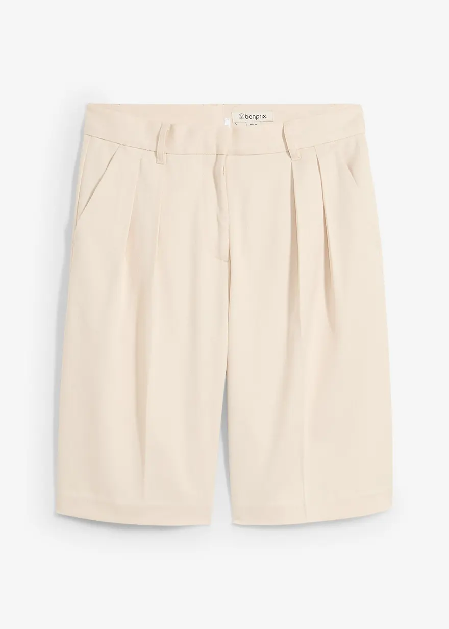 Bermuda aus softem Viskose-Mix in beige von vorne - bonprix
