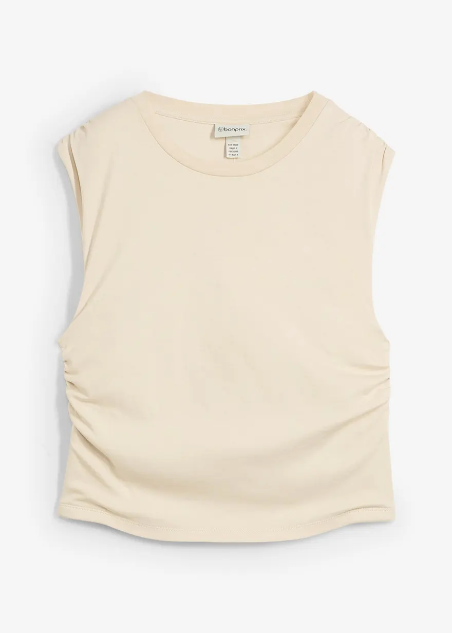 Shirt aus reiner Baumwolle in beige von vorne - bonprix