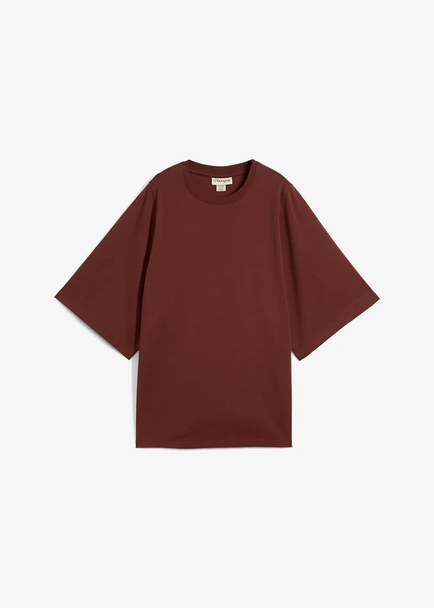 Oversize-Shirt aus reiner Bio-Baumwolle in braun von vorne - bonprix