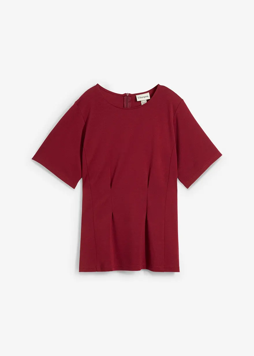 Tailliertes Shirt aus bequemen Punto di Roma in rot von vorne - bonprix