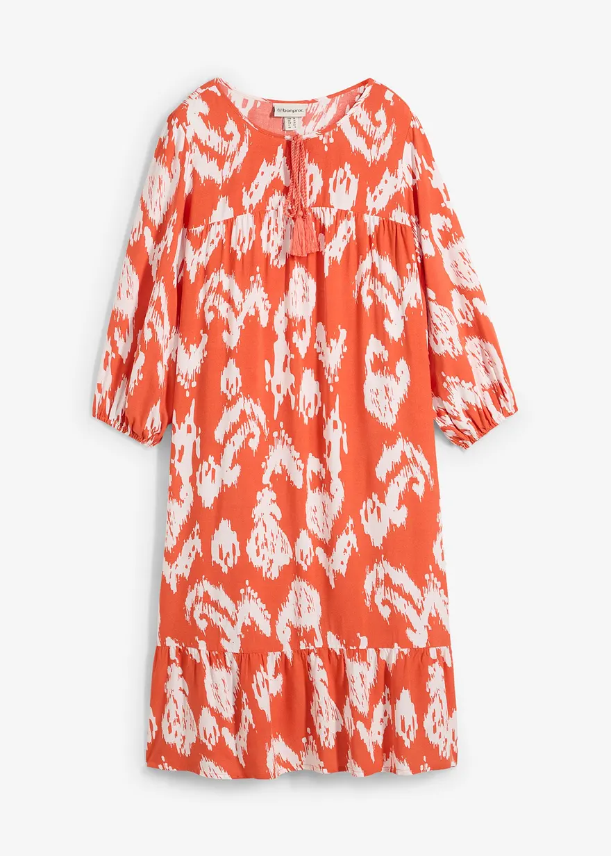 Tunika-Kleid aus reiner Viskose in rot von vorne - bonprix