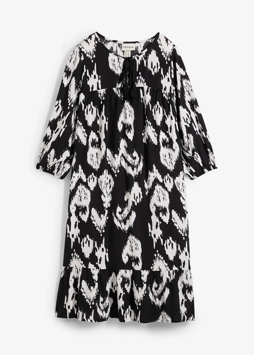 Tunika-Kleid aus reiner Viskose in schwarz von vorne - bonprix