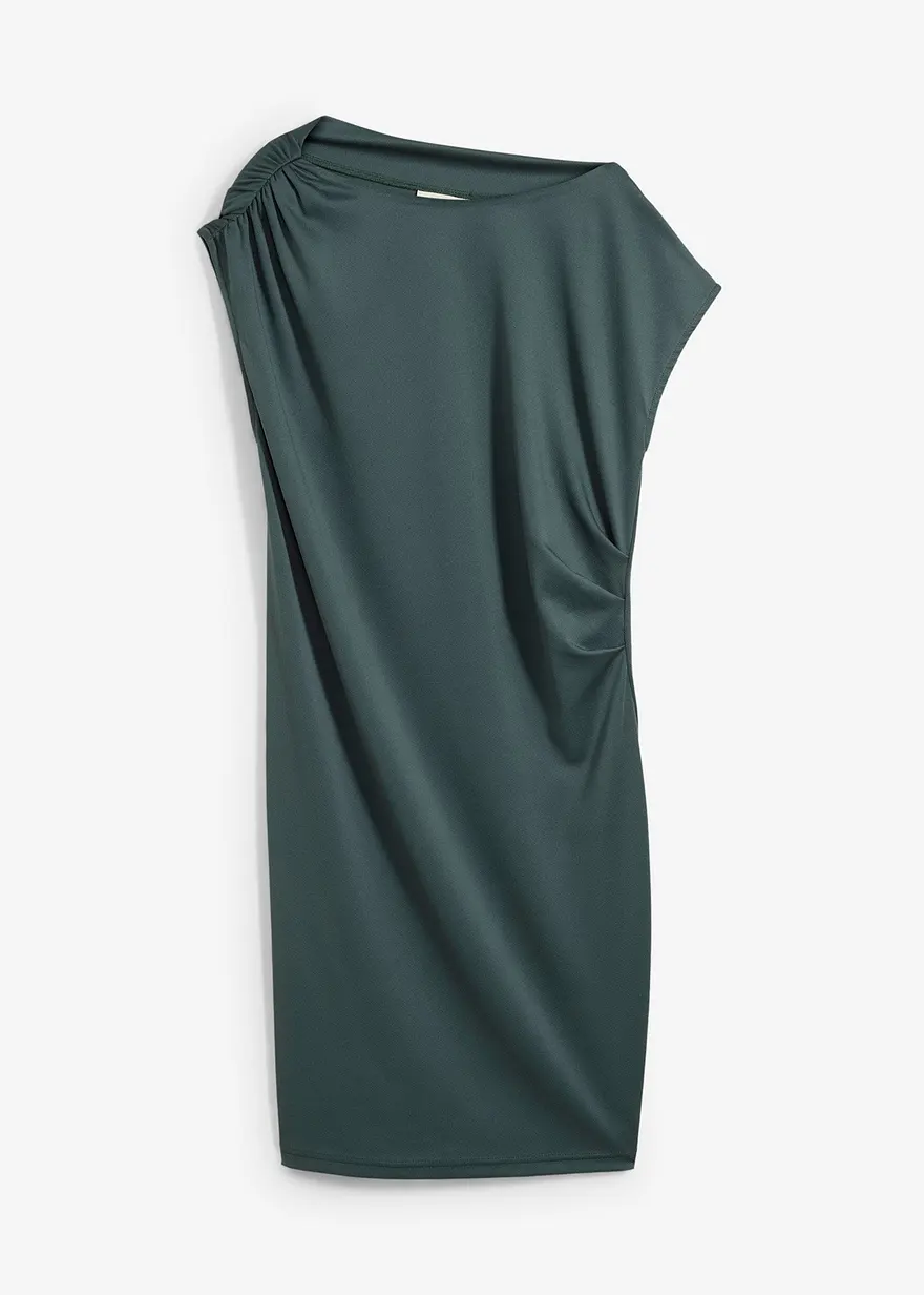 Minikleid aus strukturiertem Crêpe in grün von vorne - bonprix