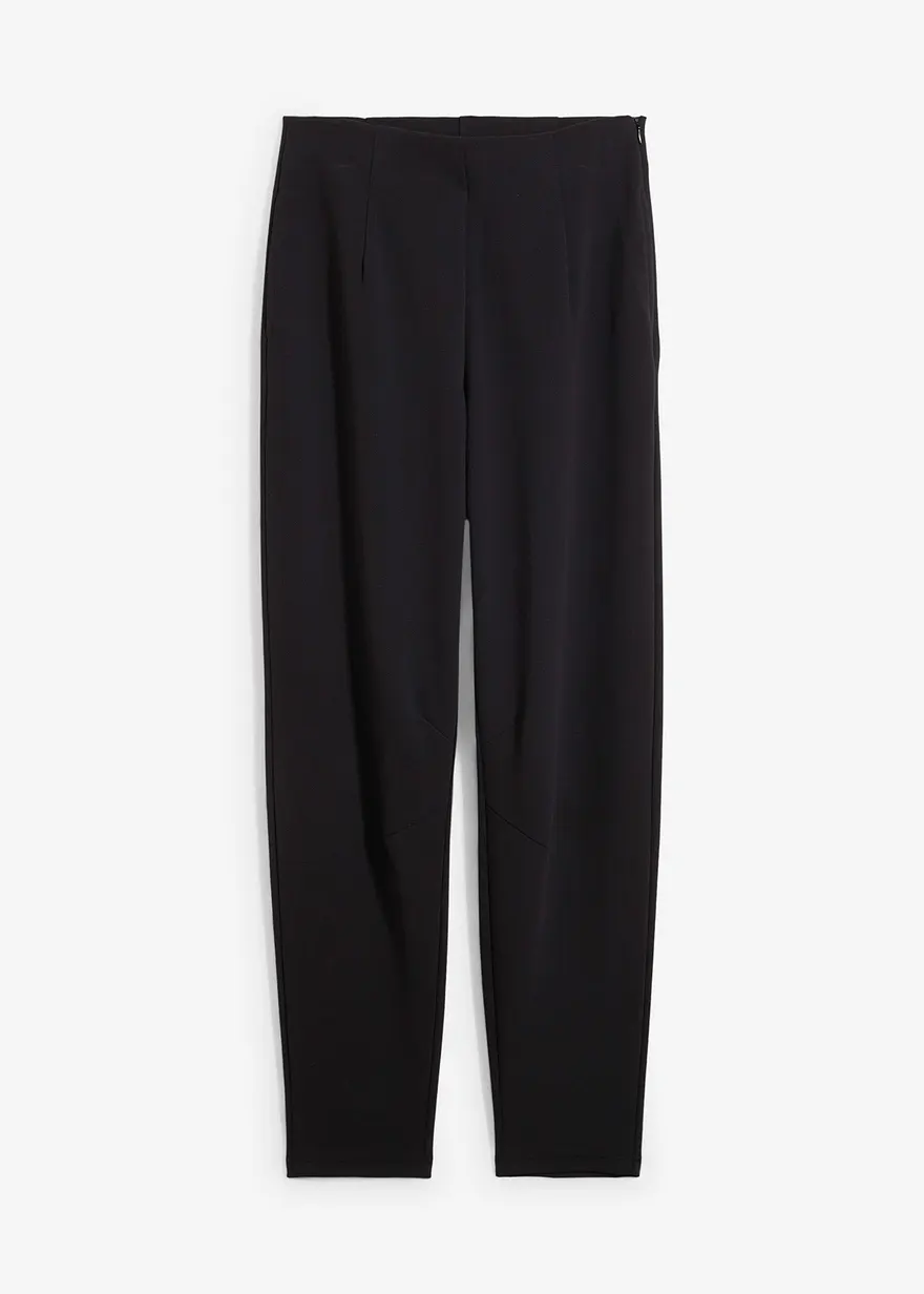 Knöchellange Hose aus Piqué in schwarz von vorne - bonprix