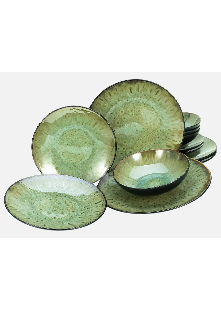 CreaTable Geschirr-Set (12-tlg. Set) in grün - CreaTable