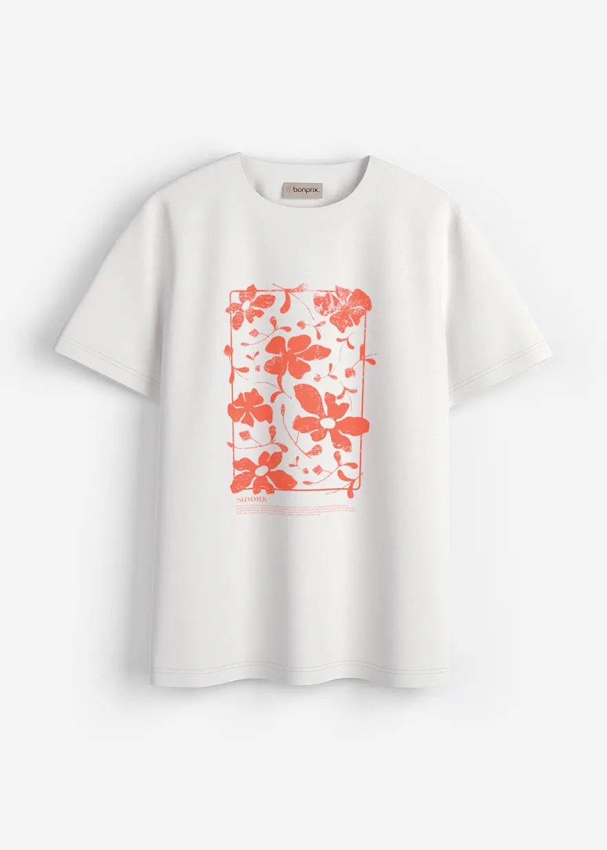 T-Shirt mit Placement-Print in weiß von vorne - bonprix