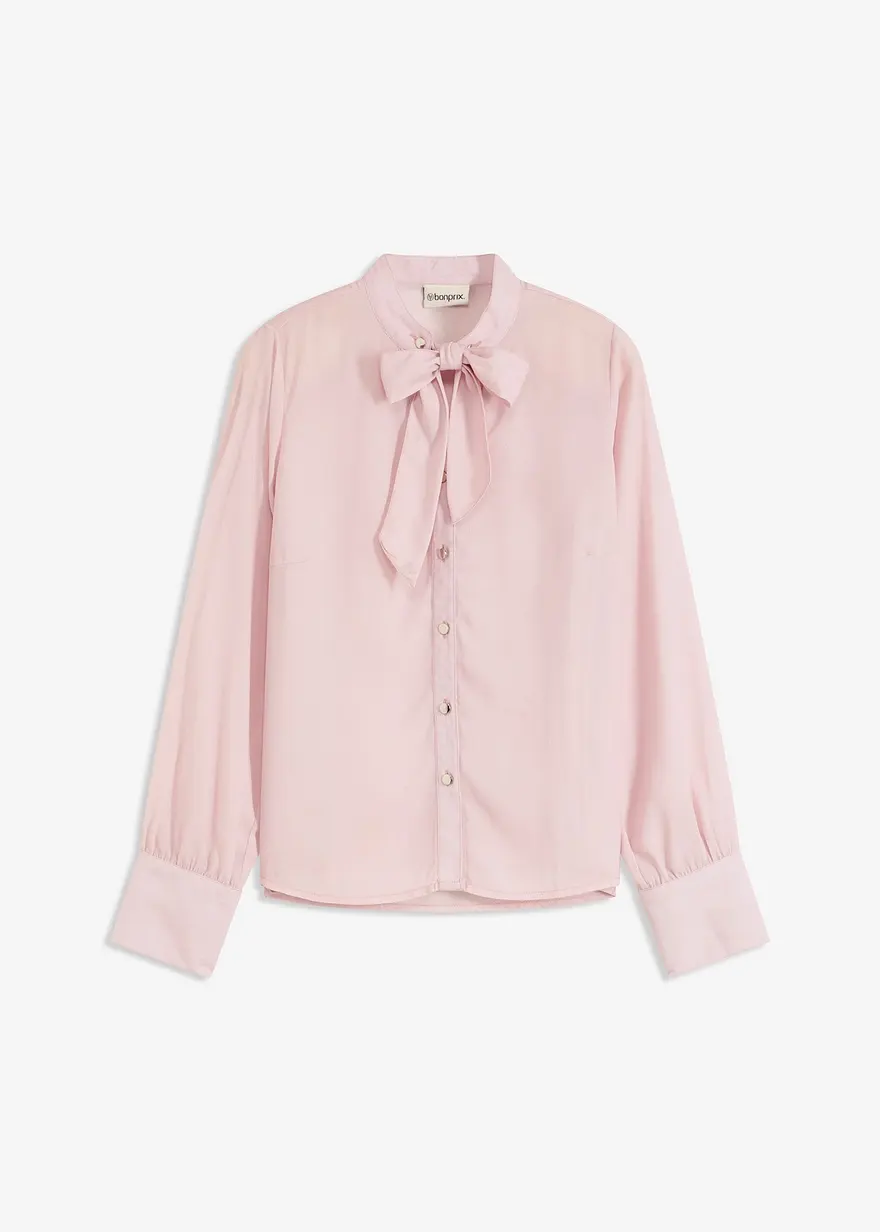 Chiffonbluse mit abnehmbarer Schluppe in lila von vorne - bonprix