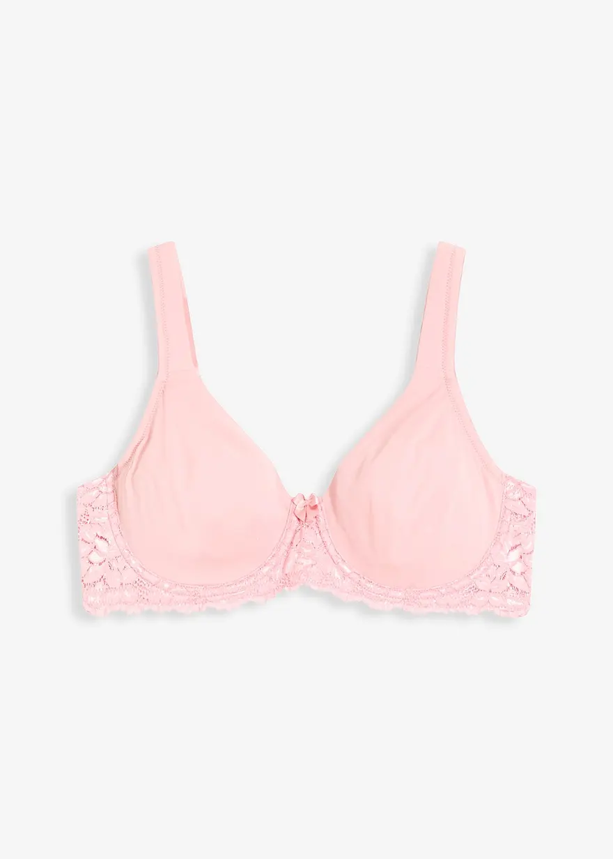 T-Shirt-BH mit gepolsterten Trägern in rosa von vorne - bonprix