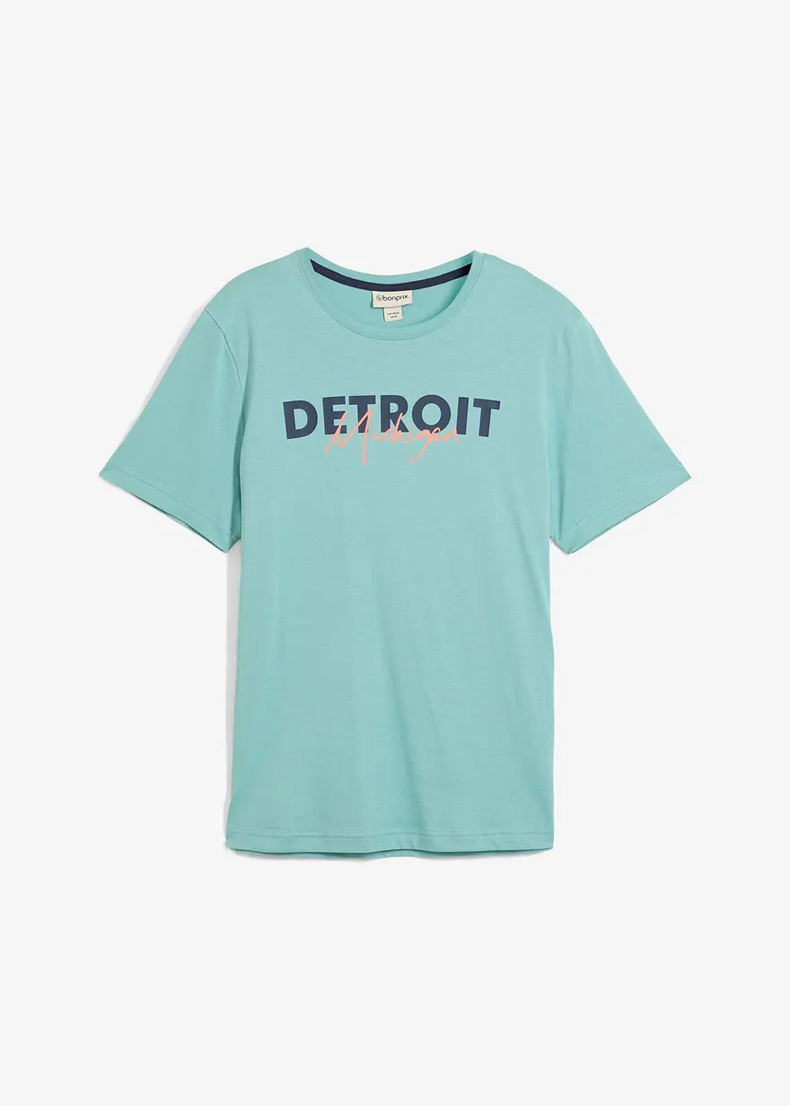 T-Shirt aus reiner Bio-Baumwolle in grün von vorne - bonprix