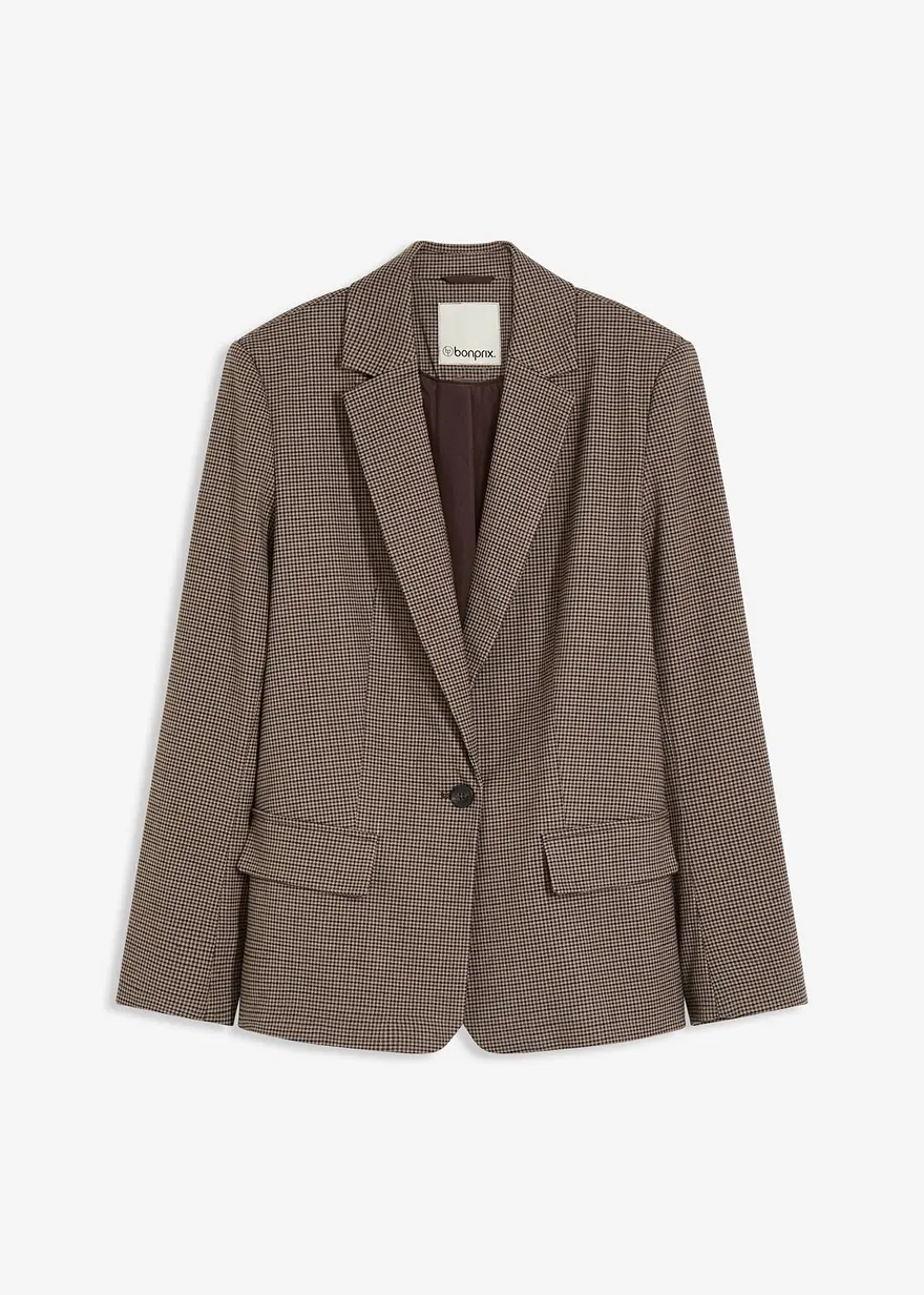 Karierter Oversize Blazer in braun von vorne - bonprix