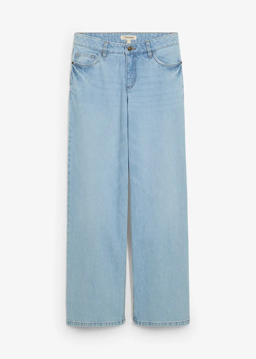 Loose Straight-Jeans Mid Waist in blau von vorne - bonprix