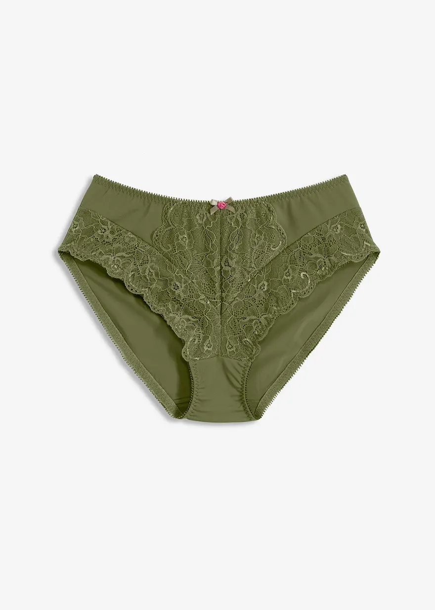 Maxislip mit zarter Spitze in grün von vorne - bonprix