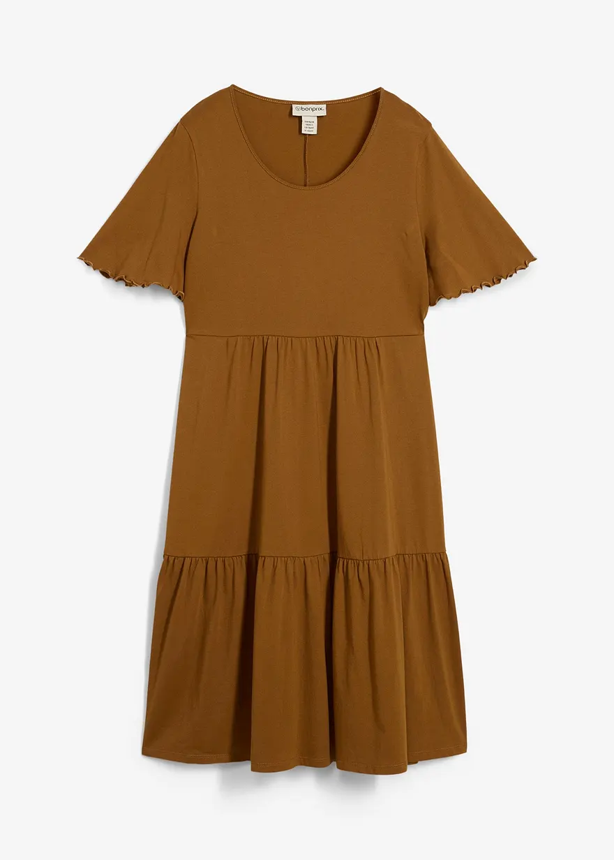 Jerseykleid aus reiner Baumwolle in braun von vorne - bonprix