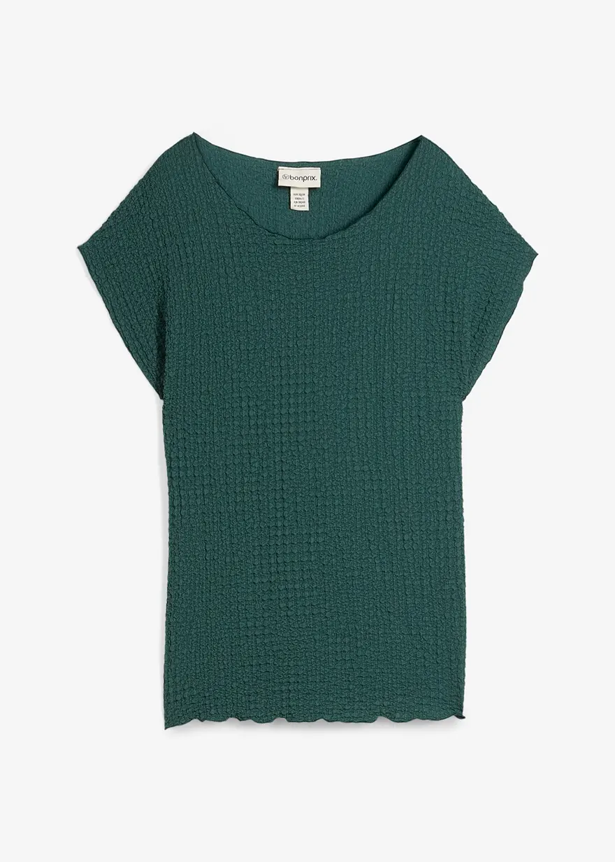 Shirt aus leichtem Crêpe in grün von vorne - bonprix