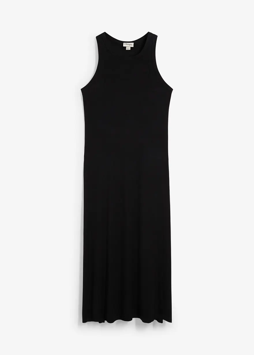 Trägerkleid aus fließende Viskose in schwarz von vorne - bonprix