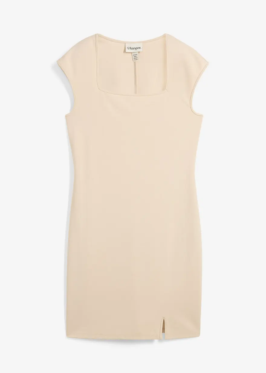 Minikleid mit Schlitz in beige von vorne - bonprix