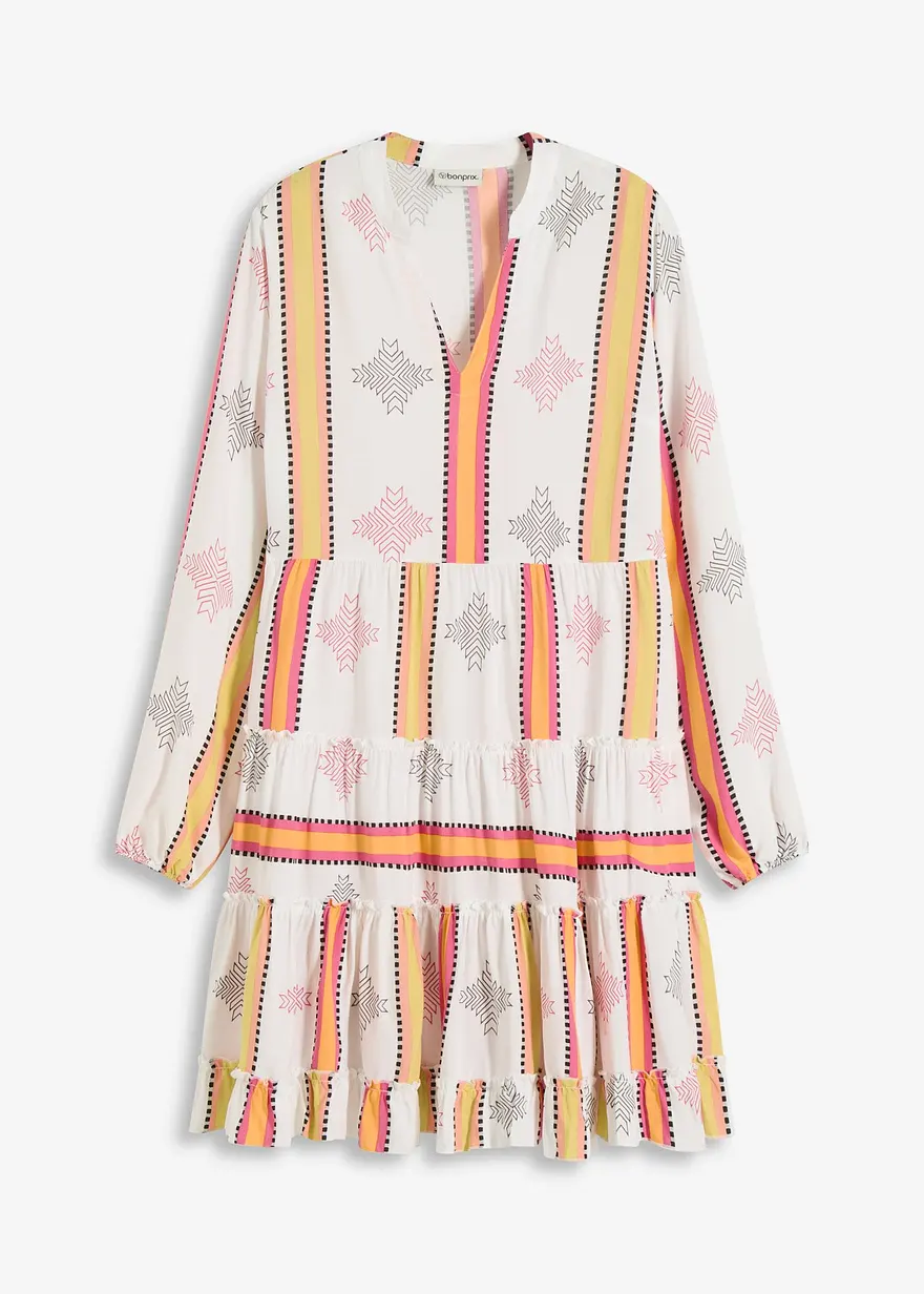Tunika-Kleid aus fließender Viskose in weiß von vorne - bonprix