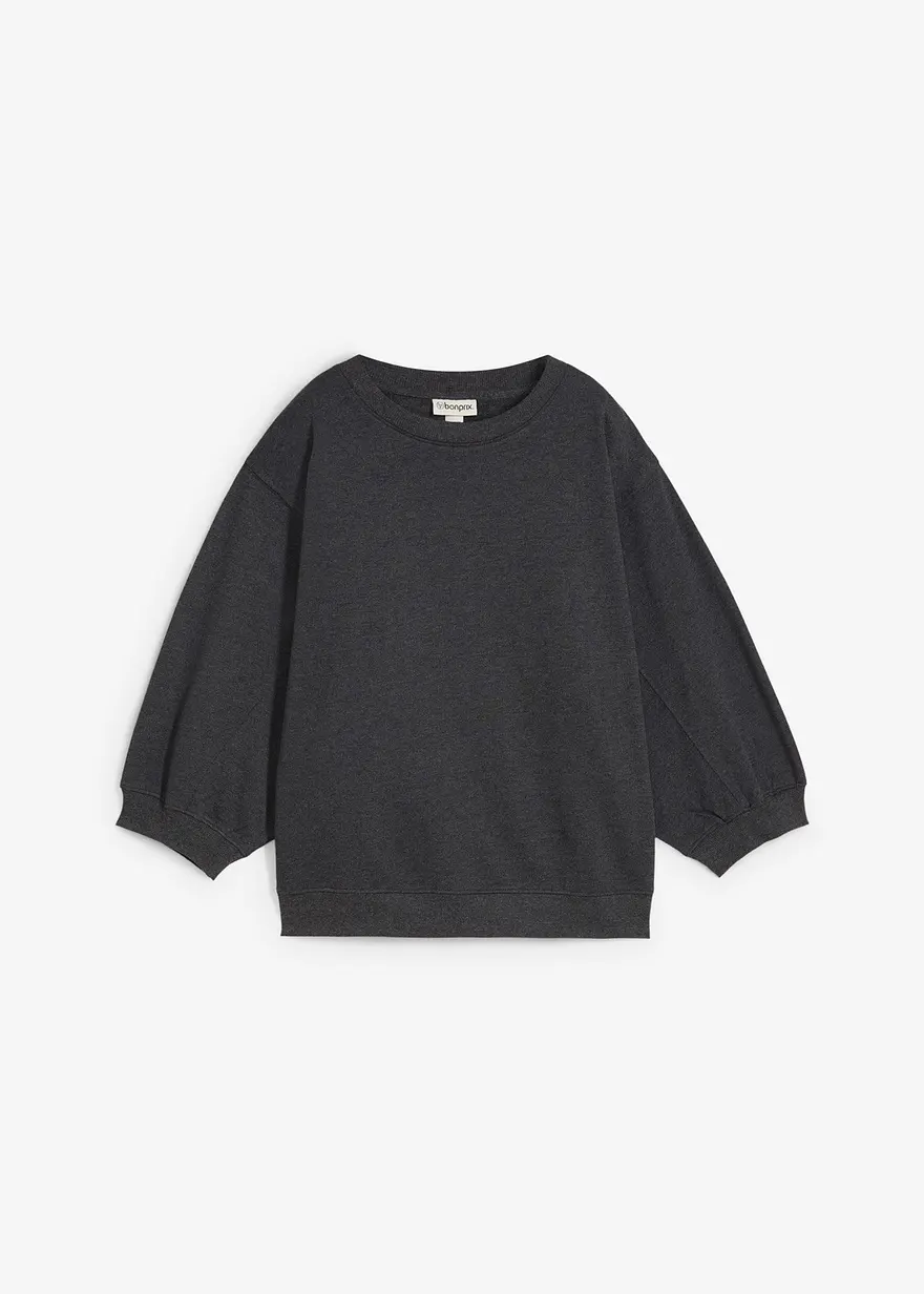 Oversize-Sweatshirt aus reiner Baumwolle in grau von vorne - bonprix