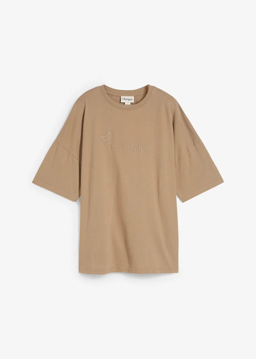 Oversize-Shirt aus reiner Bio-Baumwolle in braun von vorne - bonprix