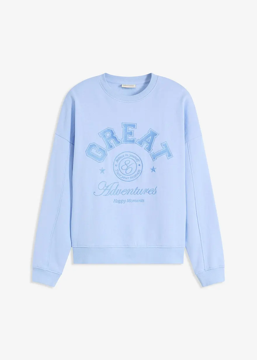 Oversize-Sweatshirt aus reiner Baumwolle in blau von vorne - bonprix