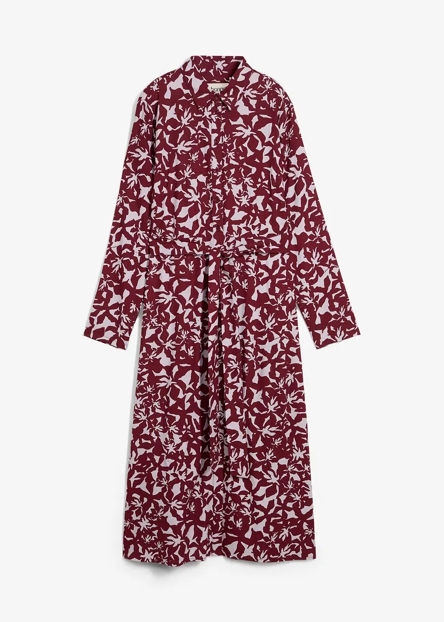 Hemdblusenkleid aus fließender Viskose in rot von vorne - bonprix
