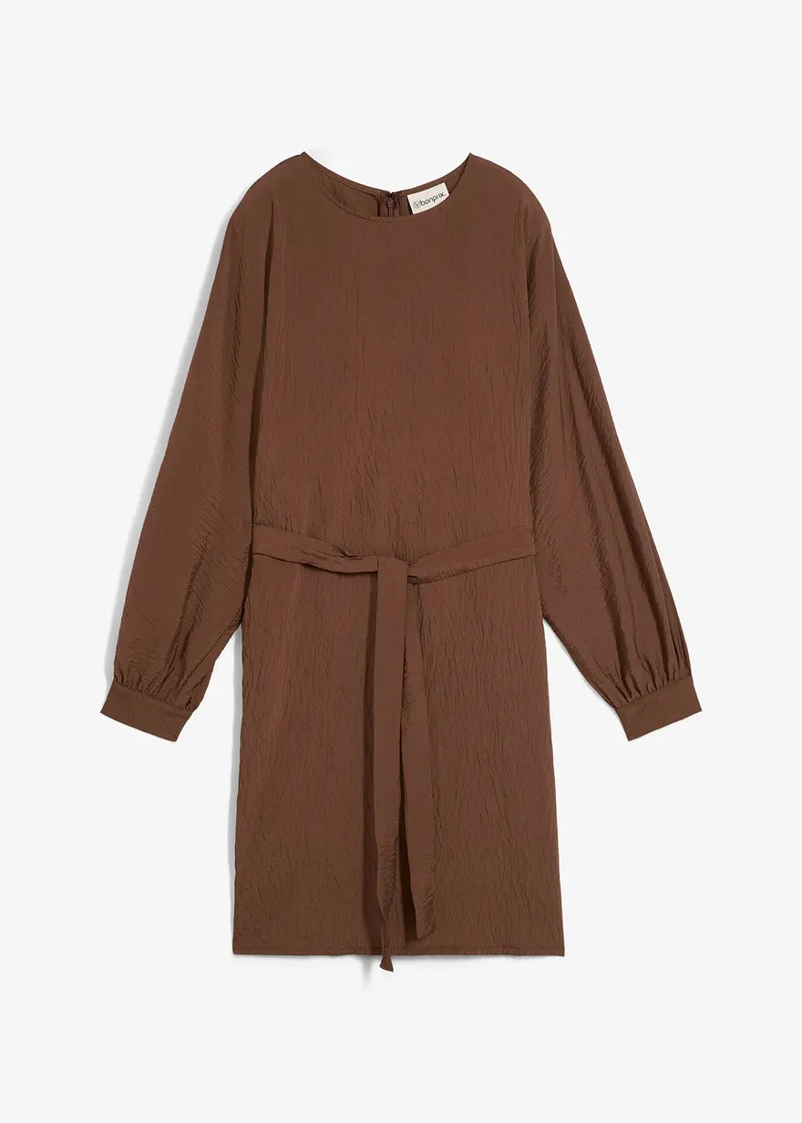 Minikleid mit Struktur aus Viskose-Mix in braun von vorne - bonprix