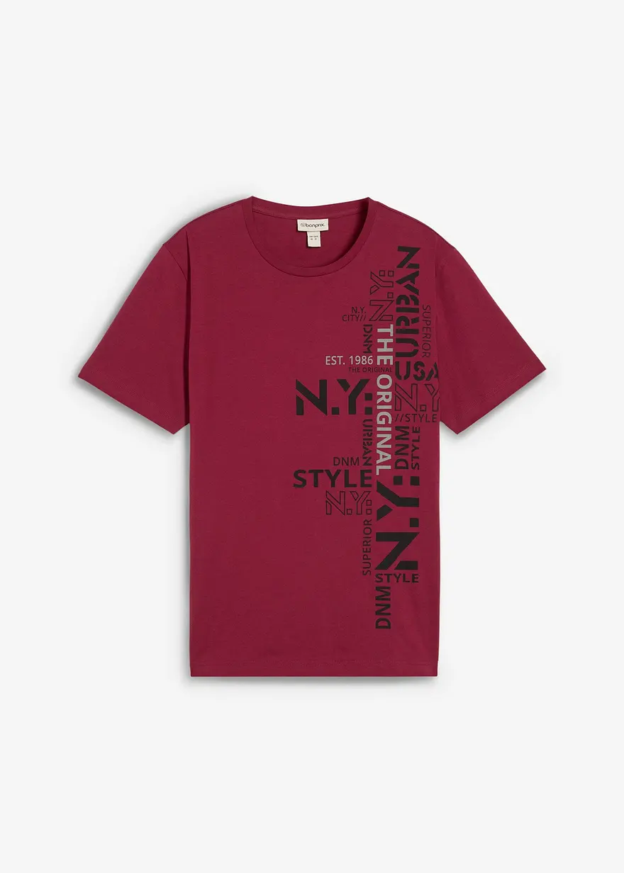T-Shirt aus reiner Bio-Baumwolle in rot von vorne - bonprix