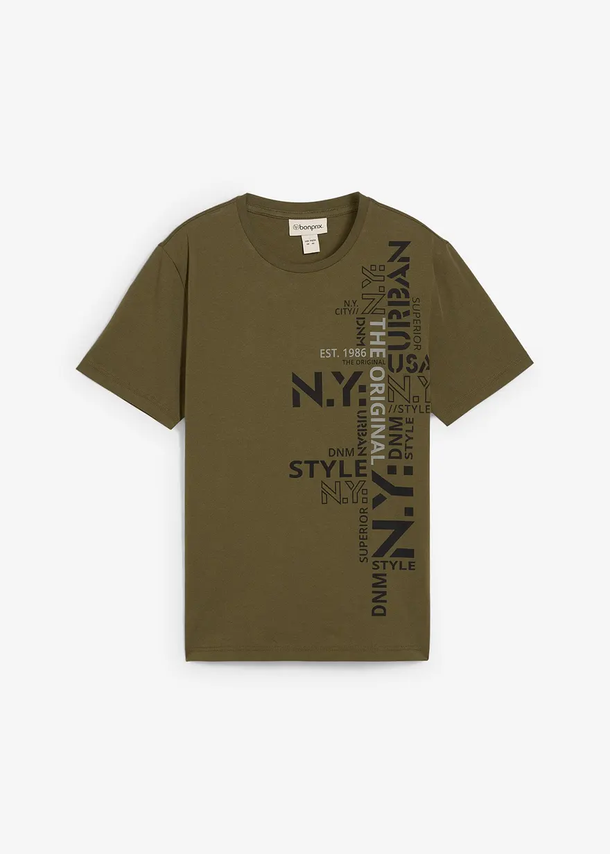 T-Shirt aus reiner Bio-Baumwolle in grün von vorne - bonprix