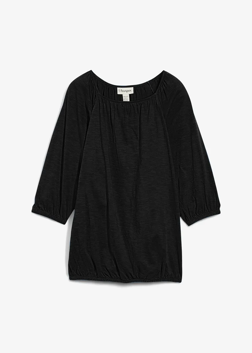 Shirtbluse aus reiner Bio-Baumwolle in schwarz von vorne - bonprix
