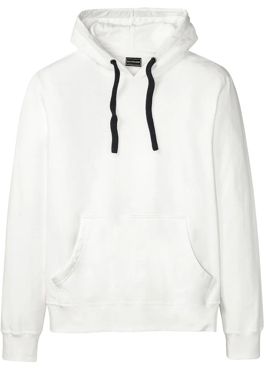 Hoodie aus reiner Baumwolle in weiß von vorne - bonprix