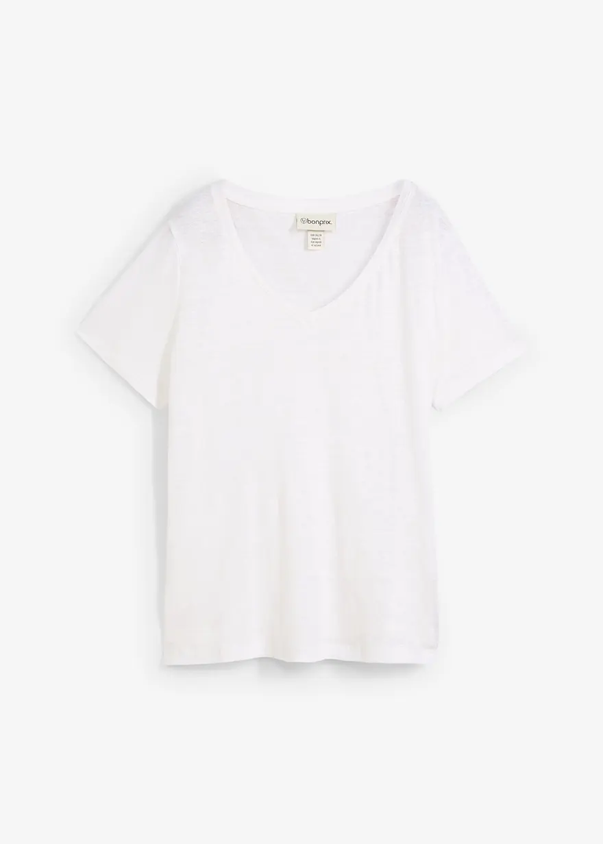 Shirt aus Leinen in weiß von vorne - bonprix