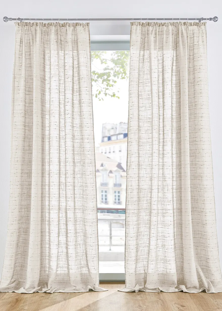 Gardine mit Struktur, in vielen Größen (1er Pack) in beige - bonprix