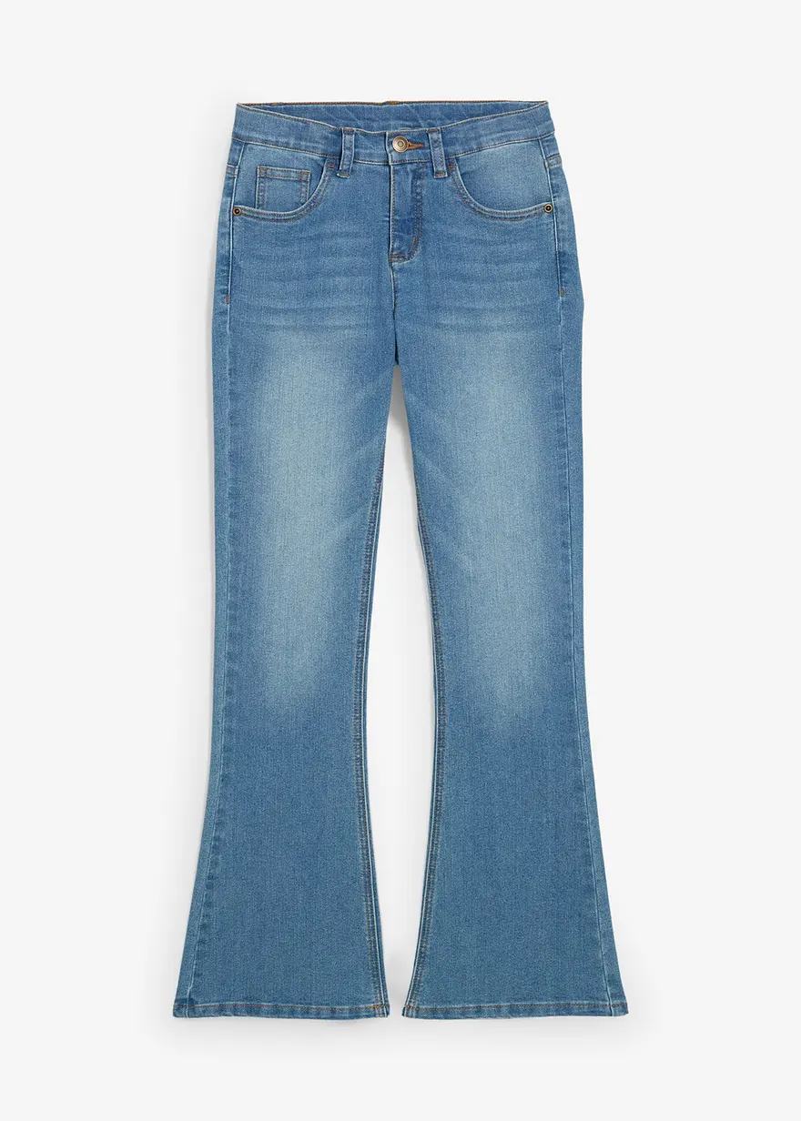 Flared-Jeans Mid Waist in blau von vorne - bonprix