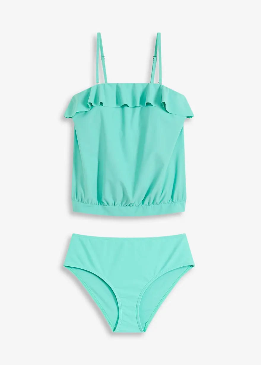 Bandeau-Tankini (2-tlg.Set) mit Multiway-Trägern in grün von vorne - bonprix