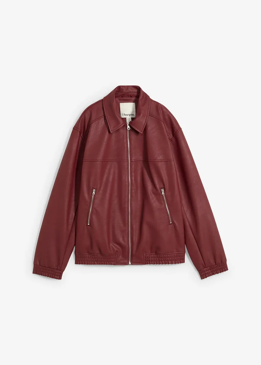 Oversize Lederimitat-Jacke in rot von vorne - bonprix