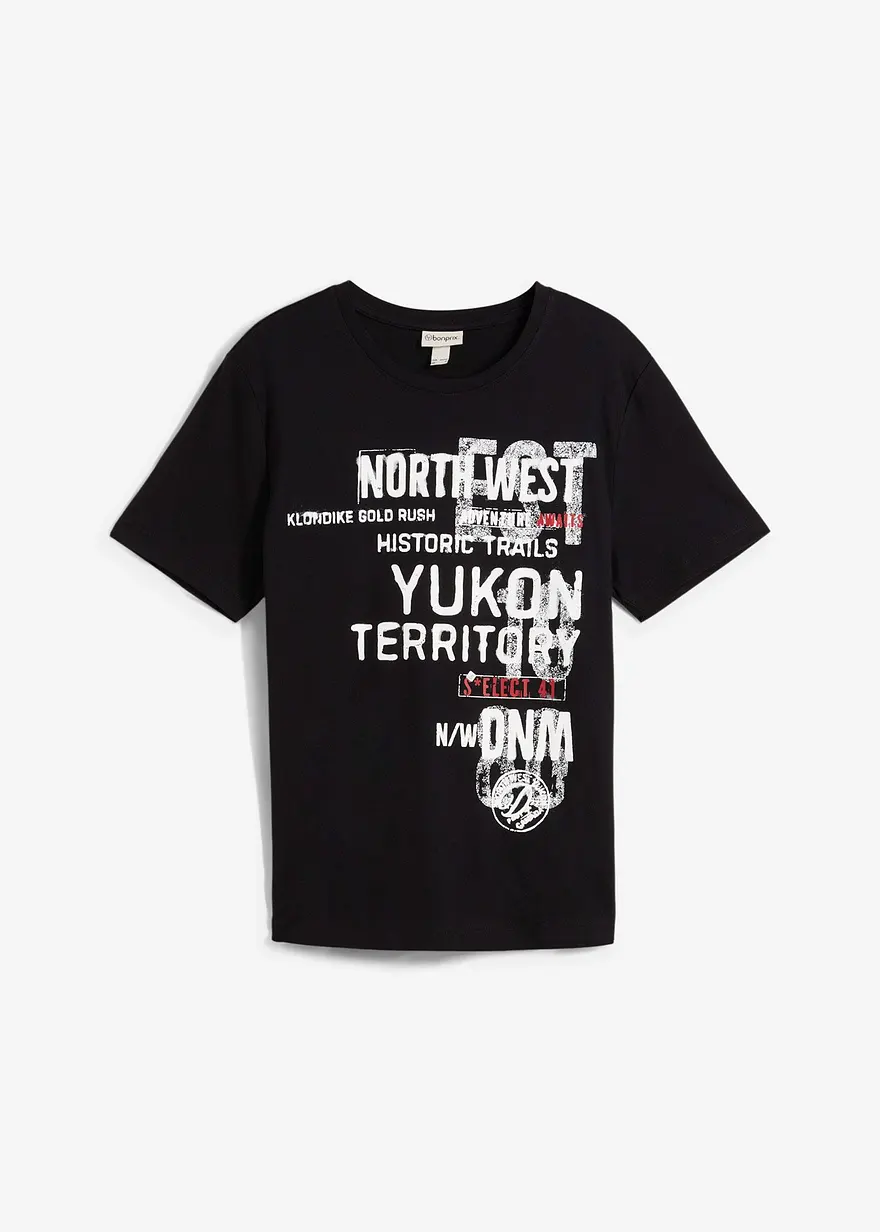 T-Shirt aus reiner Bio-Baumwolle in schwarz von vorne - bonprix