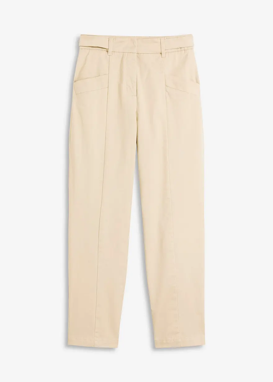 Twillhose mit Tapered Fit in beige von vorne - bonprix