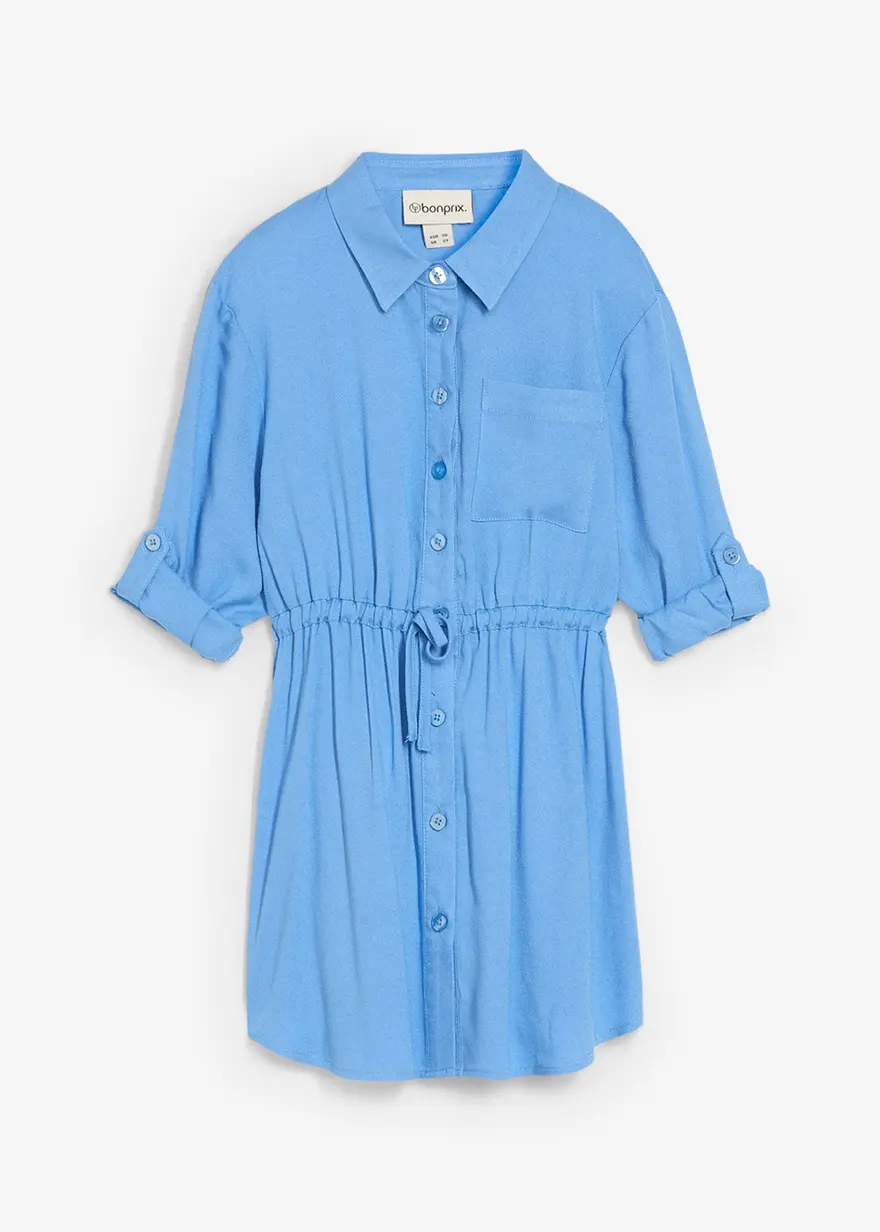 Blusenkleid aus fließender Viskose in blau von vorne - bonprix