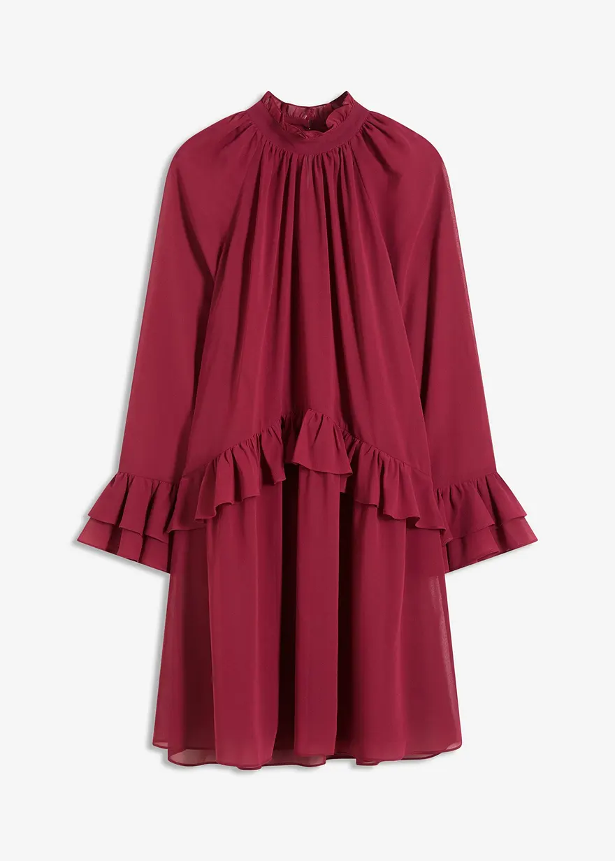 Chiffonkleid mit Volants in rot von vorne - bonprix