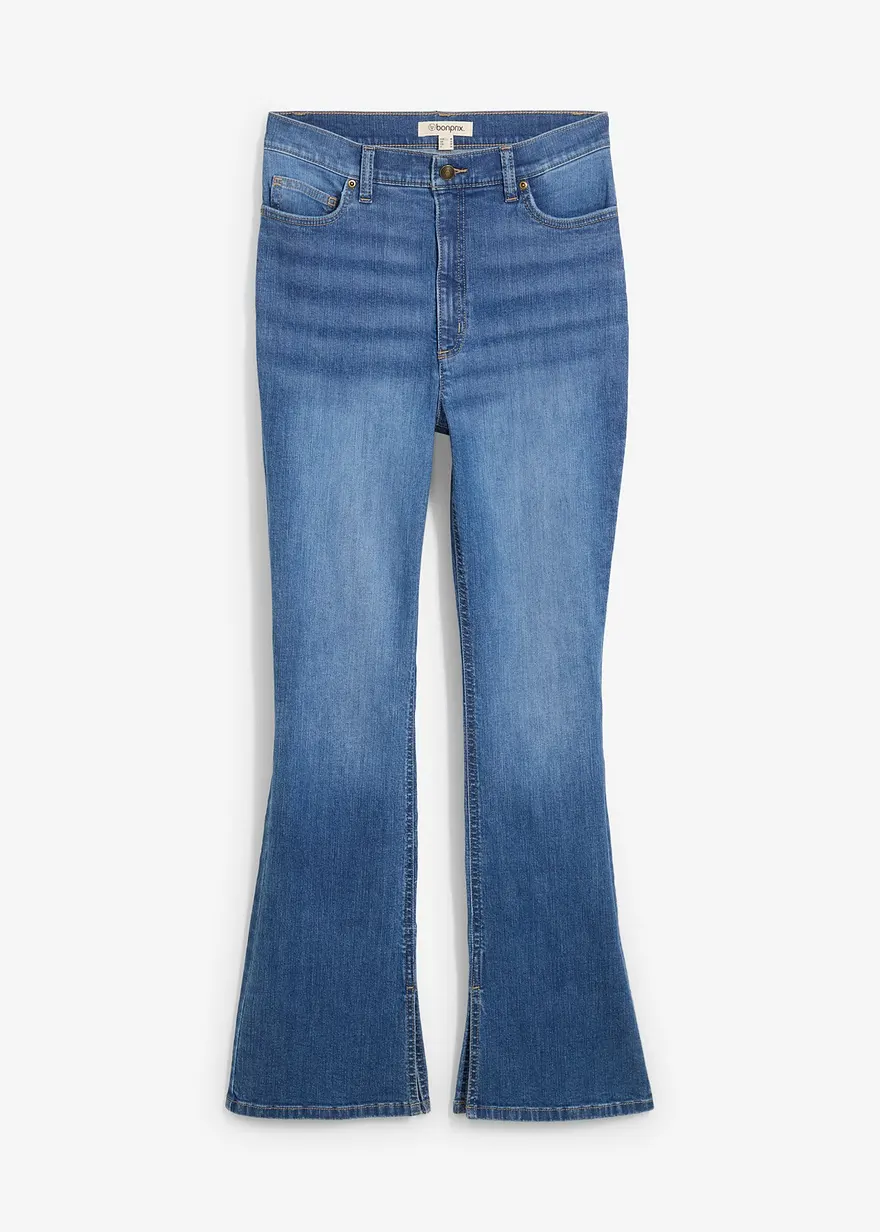 Bootcut-Jeans High Waist in blau von vorne - bonprix