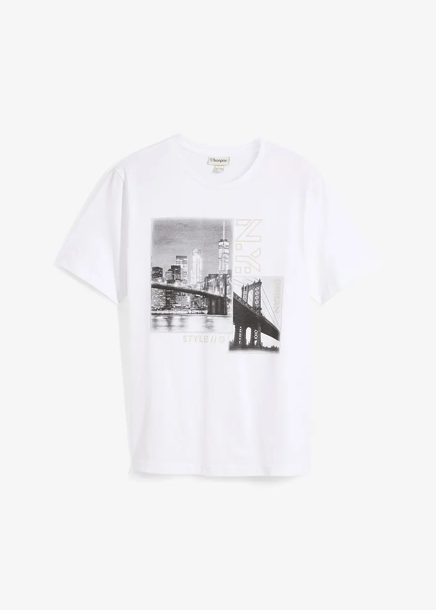 T-Shirt aus reiner Bio-Baumwolle in weiß von vorne - bonprix