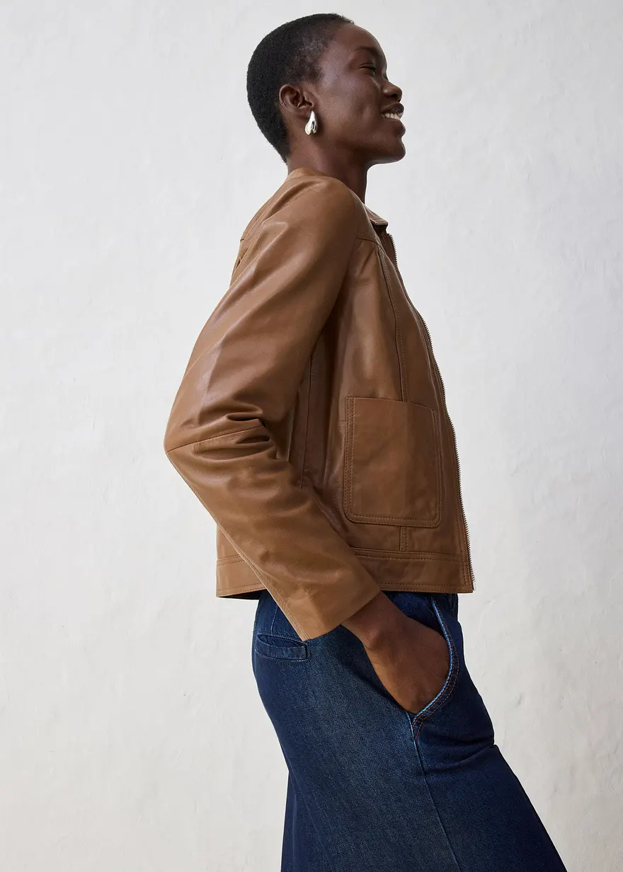 Lederjacke in braun (Detailaufnahme) - bonprix