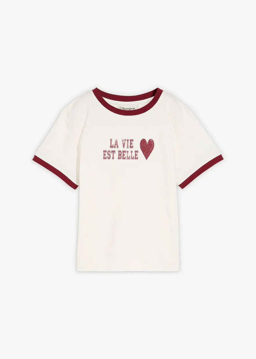 T-Shirt aus reiner Bio-Baumwolle in weiß von vorne - bonprix