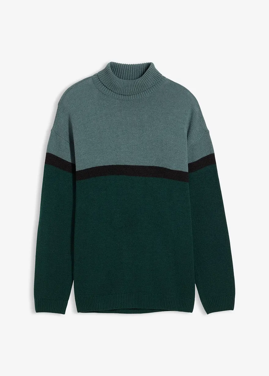 Rollkragenpullover in grün von vorne - bonprix