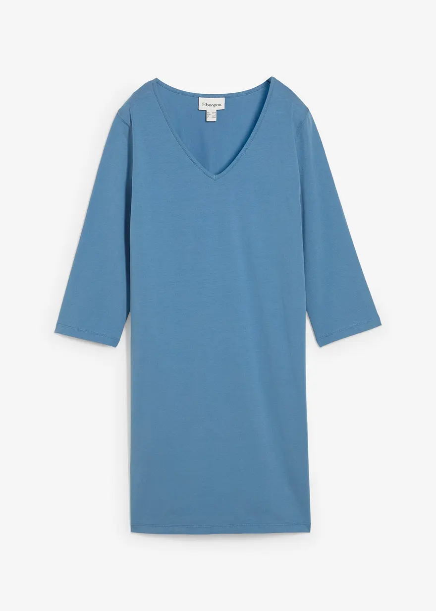 Shirtkleid aus reiner Bio-Baumwolle mit Stretch in blau von vorne - bonprix