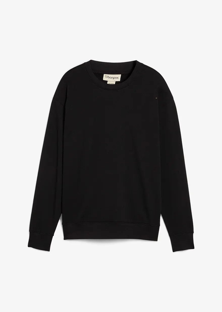Oversize-Sweatshirt aus reiner Bio-Baumwolle in schwarz von vorne - bonprix