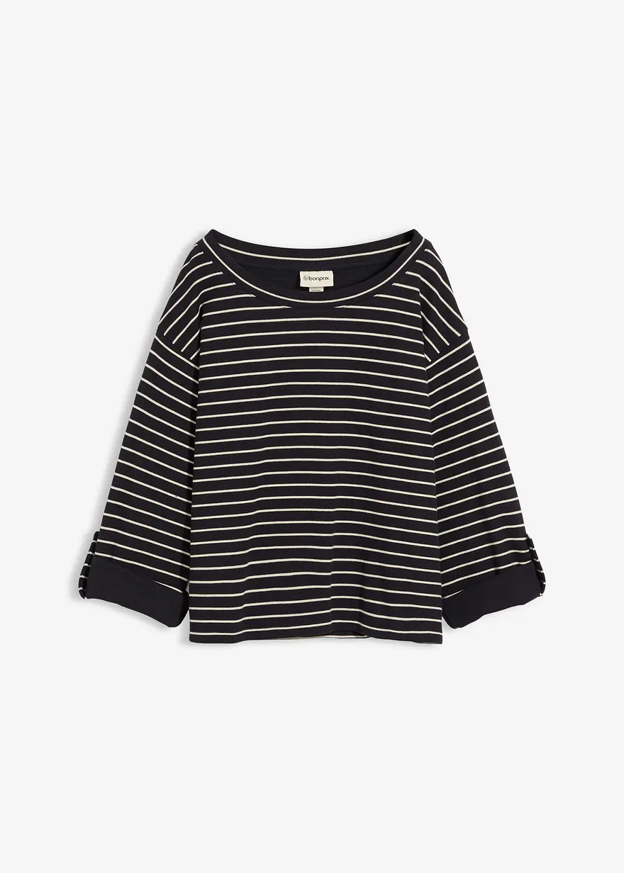 Oversize-Sweatshirt aus reiner Baumwolle in schwarz von vorne - bonprix