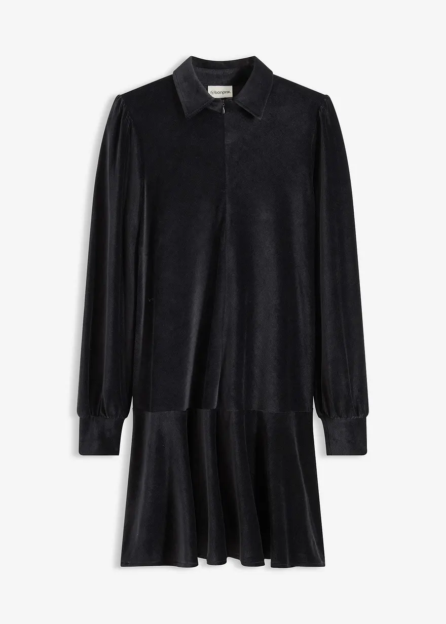 Kurzes Cord-Kleid in schwarz von vorne - bonprix