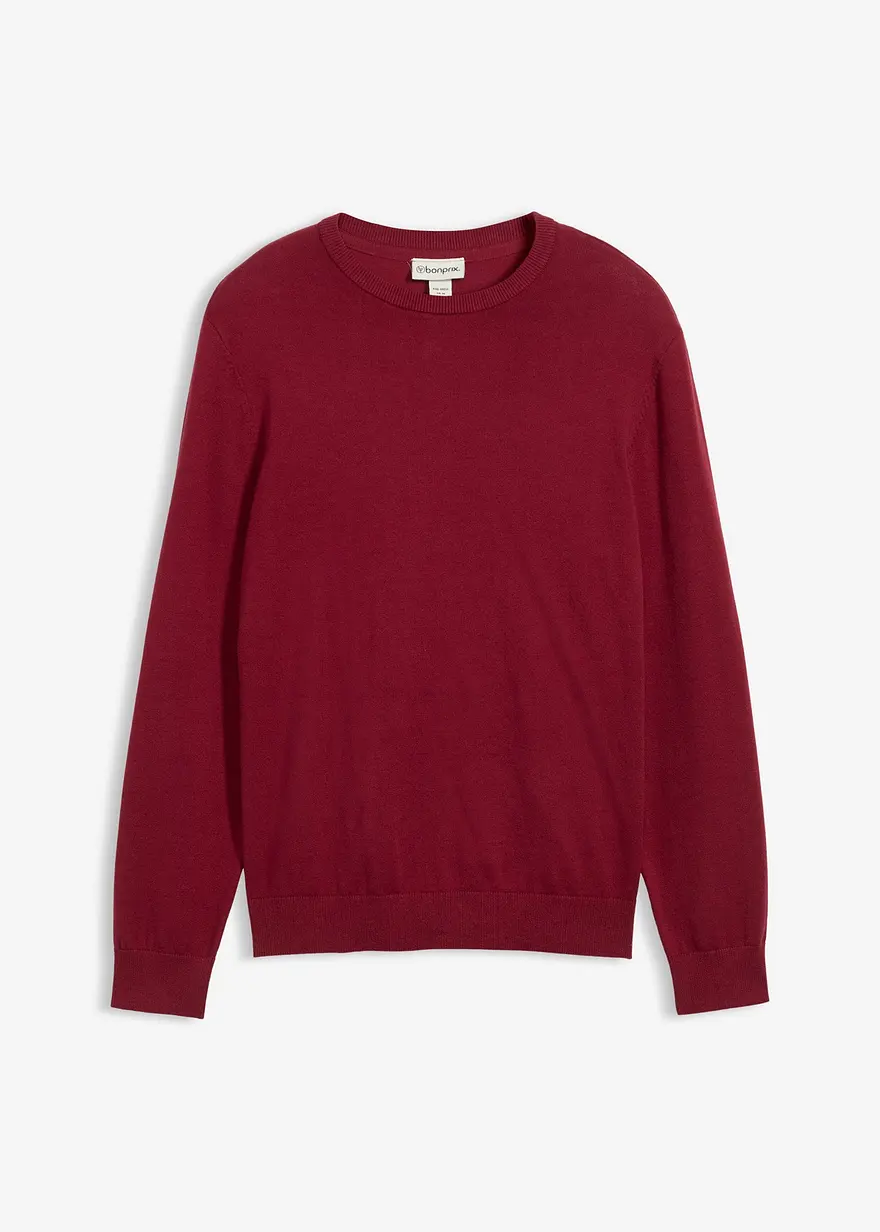 Feinstrickpullover in Regular Fit in rot von vorne - bonprix