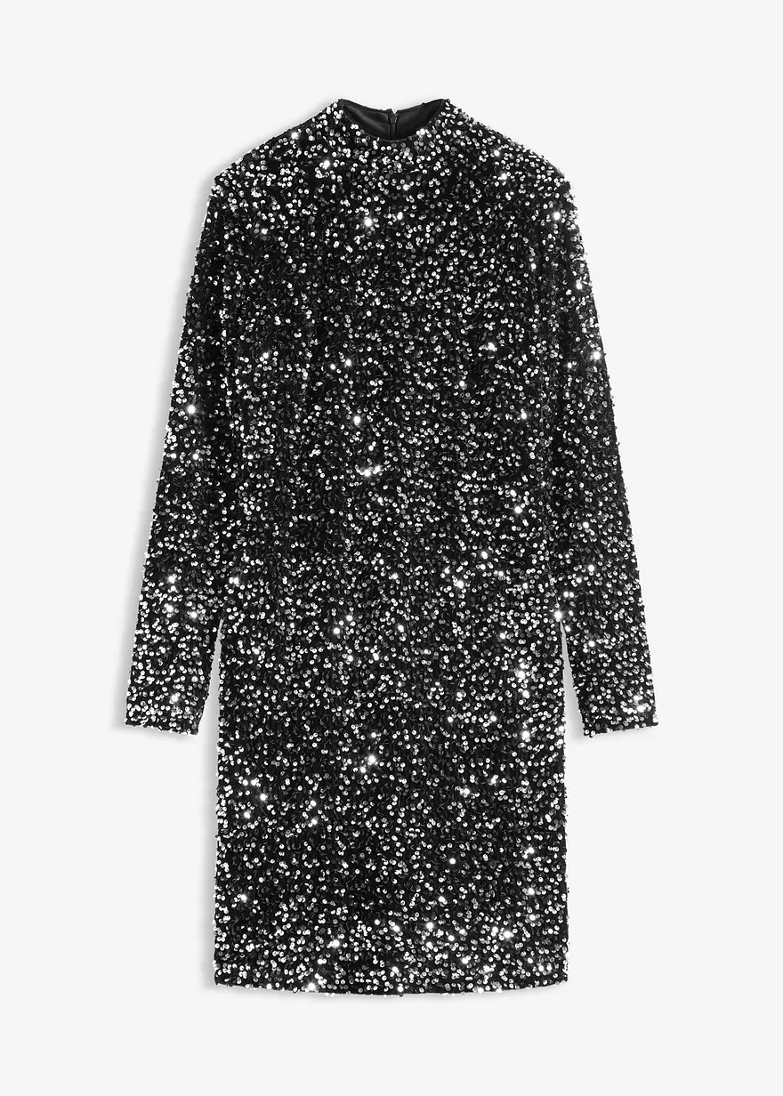 Paillettenkleid in schwarz von vorne - bonprix